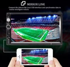 TechU™ Autoradio AT3 – 2 Din 7 Inch Touchscreen Monitor – Incl. Achteruitrijcamera – Bluetooth – Handsfree Bellen – FM Radio – USB – AUX – SD – Incl. Afstandsbediening En Stuurwielbediening -Auto-Onderdelen 1200x1138