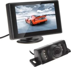 Merkloos Achteruitrijcamera Set - 7 LEDs IR Nachtzicht - 120 Graden Lenshoek -Water, Weer & Shockproof - Inclusief 4,3 Inch LCD Display / Scherm - Achteruitrij Camera Auto