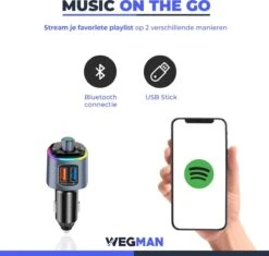 Wegman Bluetooth FM Transmitter - Carkit - Autolader USB C - Snellader - Handsfree Bellen - Autoradio - Auto Accessoires -Auto-Onderdelen 1200x1142 7