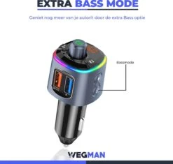 Wegman Bluetooth FM Transmitter - Carkit - Autolader USB C - Snellader - Handsfree Bellen - Autoradio - Auto Accessoires -Auto-Onderdelen 1200x1142 8