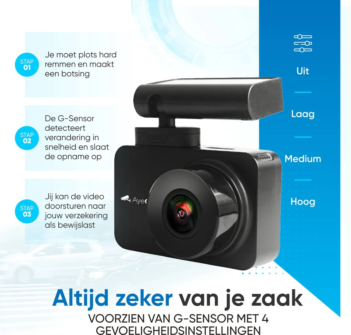 AyeCam Dashcam Pro Max - FULL HD & Nachtvisie – G-Sensor - Incl 32GB SD - Dashcam Voor Auto - Met App 6 AyeCam Dashcam Pro Max - FULL HD & Nachtvisie – G-Sensor - Incl 32GB SD - Dashcam Voor Auto - Met App - Afbeelding 4