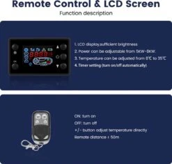 Merkloos Standkachel - 5-8KW 12V - Luchtverwarming Vriezer Verwarming - LCD Luchtverwarmer - Voor Vrachtwagenjacht - Rood -Auto-Onderdelen 1200x1147 17