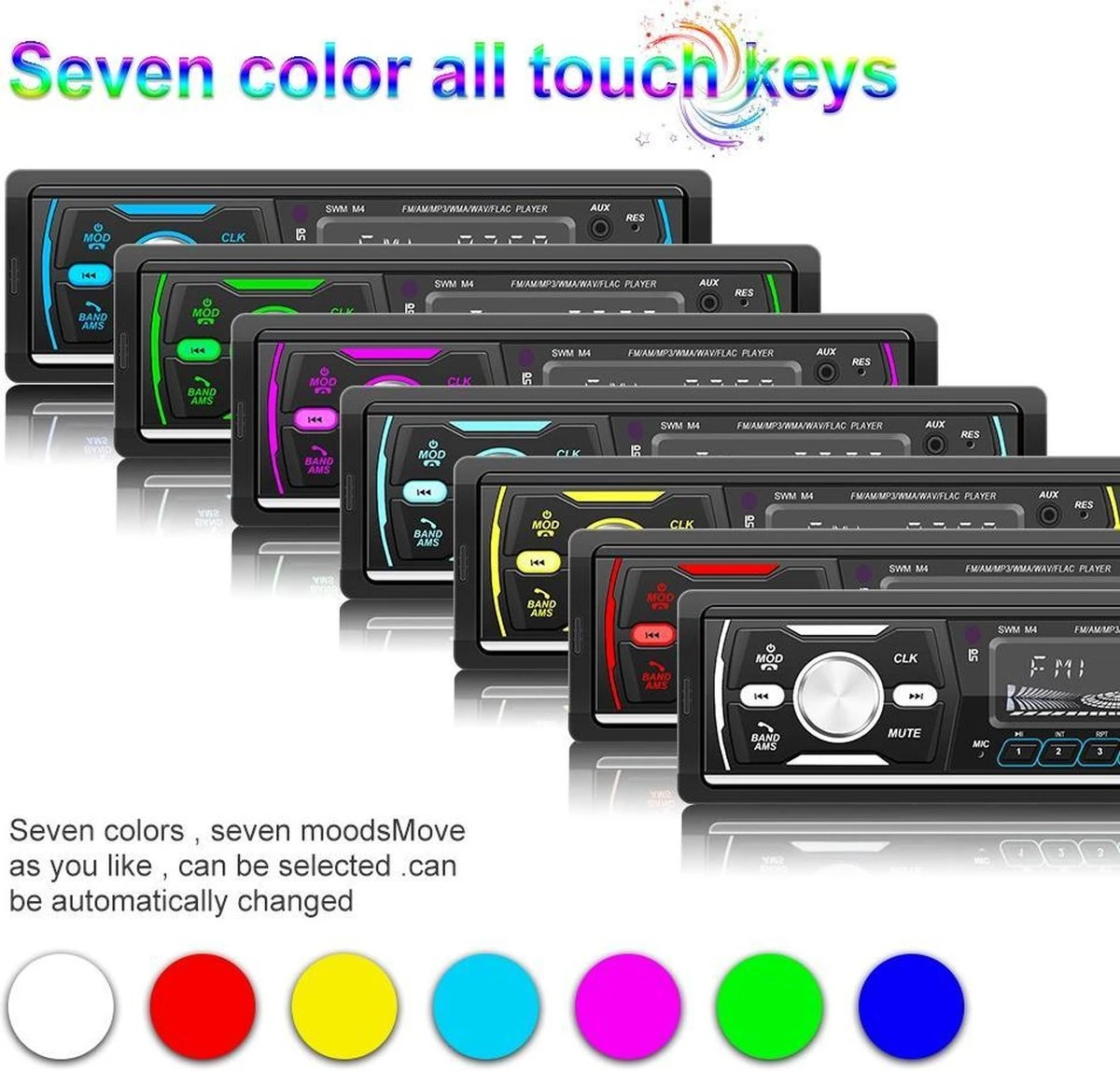 TechU™ Autoradio T93 – 1 Din Met Afstandsbediening – 7 Kleuren LCD Display – Bluetooth – AUX – USB – SD – DAB DAB+ FM Radio – Handsfree Bellen 5 TechU™ Autoradio T93 – 1 Din Met Afstandsbediening – 7 Kleuren LCD Display – Bluetooth – AUX – USB – SD – DAB DAB+ FM Radio – Handsfree Bellen - Afbeelding 3