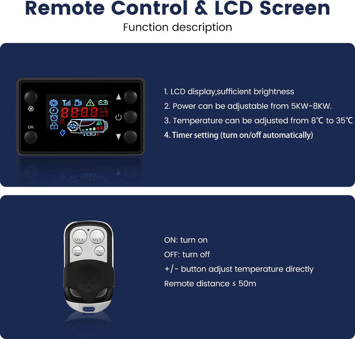 Merkloos Standkachels - Temperatuurregelaar - 8KW 12V Air Diesel Heater Standkachels - Met LCD Afstandsbediening - Voor Vrachtwagen Campers Auto Caravan -rood 14 Merkloos Standkachels - Temperatuurregelaar - 8KW 12V Air Diesel Heater Standkachels - Met LCD Afstandsbediening - Voor Vrachtwagen Campers Auto Caravan -rood - Afbeelding 12