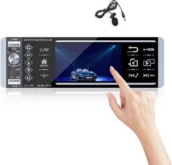 TechU™ Autoradio T139 – 1 Din Met Afstandsbediening & Stuurwielbediening – 4.0 Inch Touchscreen Monitor – FM Radio – Bluetooth – USB – AUX – SD – Handsfree Bellen