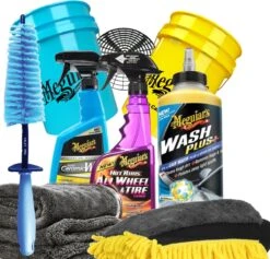 Meguiars XXL Set, All You Need! Bestaande Uit; 2 X Grit Guard Emmer 19 Ltr (5Gall), Grit Vuilafscheider, Wasmitt Met Drie Functies, Droogdoek 50x80 1400 Gsm, Twisted Velgenbostel, Wash Plus+, Hot Rims Wheel & Tire Cleaner, Hybrid Ceramic Wax