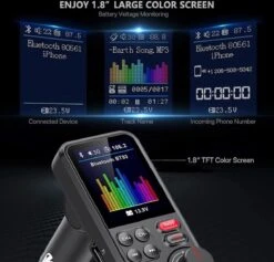 Igoods Bluetooth FM Transmitter - 170 ° Rotatie Auto Radio Adapter - Met 1,8-inch Kleurenscherm - Handsfree Bellen - Ondersteunt QC3.0 Opladen, Treble En Bass Sound Muziekspeler - Zwart -Auto-Onderdelen 1200x1151 1