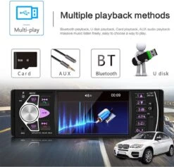 TechU™ T42 Autoradio 1 Din 4.1 Inch + Afstandsbediening En Stuurwiel Bediening – Bluetooth – USB – AUX – SD – FM Radio – Handsfree Bellen – Autoradio Met Scherm – Stembediening -Auto-Onderdelen 1200x1152 5