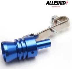 AllesKidz® Uitlaat Geluid Simulator - Turbo Fluitje - Auto Turbo Geluid - Simulator - Aluminium - Maat L - Blauw