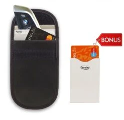 Faraday Kooi Hoesje (1x) + 1x RFID Kaarthouder - Autosleutel RFID Antidiefstal - Keyless Entry Go Sleutel Etui - Qwality4u