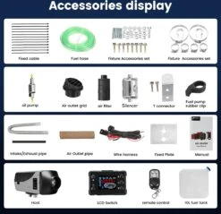 Merkloos Diesel Standkachel -12V 8KW - Auto LCD-Scherm - Diesel Luchtverwarmer - Voor Cabine Van VerschillendeAuto's/Bussen/Campers/Vrachtwagens- Grijs -Auto-Onderdelen 1200x1159 5