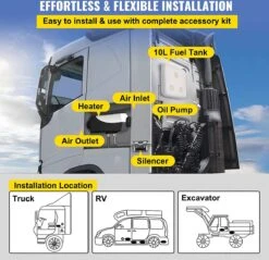VEVOR 12V Standkachel Diesel - 8KW Diesel Heater - Lucht Standkachel Met LCD-schakelaar Standkachel Voor Auto RV Boten Vrachtwagen Camper Bus - Handig -Auto-Onderdelen 1200x1162 13