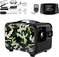 Merkloos Hcalory Standkachel - 5-8KW 12V - Luchtverwarming Vriezer Verwarming - LCD Luchtverwarmer - Voor Vrachtwagenjacht - Camouflage