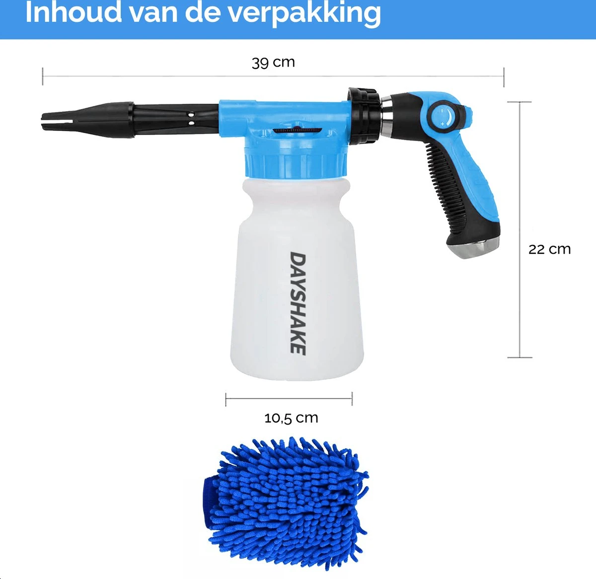 Dayshake Snow Foam Gun Voor Tuinslang - Inclusief Washandschoen - Foam Lance - Schuim Spuit Auto - Foam Cannon 8 Dayshake Snow Foam Gun Voor Tuinslang - Inclusief Washandschoen - Foam Lance - Schuim Spuit Auto - Foam Cannon - Afbeelding 6