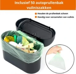 Auto Prullenbak Carme® Inclusief 50 Bijpassende Vuilniszakken- Auto Opslag - Vuilnisbak Auto - Kleine Prullenbak 1L - Car Trash Can - Auto Prullenbak Met Plastic Zakjes - Multifunctionele Prullenbak - Vuilnisbak - Auto Accessoires - Zwart -Auto-Onderdelen 1200x1166 5