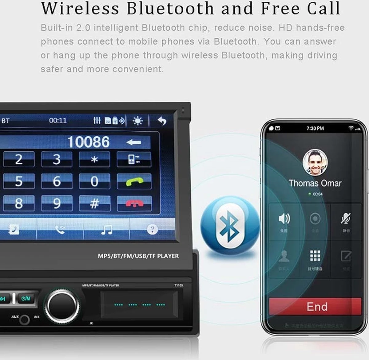 TechU™ Autoradio Met Klapscherm T96 Touchscreen – 1 Din Met Afstandsbediening – 7 Inch Kleuren Display – Bluetooth – AUX – USB – SD – FM Radio – Handsfree Bellen 12 TechU™ Autoradio Met Klapscherm T96 Touchscreen – 1 Din Met Afstandsbediening – 7 Inch Kleuren Display – Bluetooth – AUX – USB – SD – FM Radio – Handsfree Bellen - Afbeelding 10