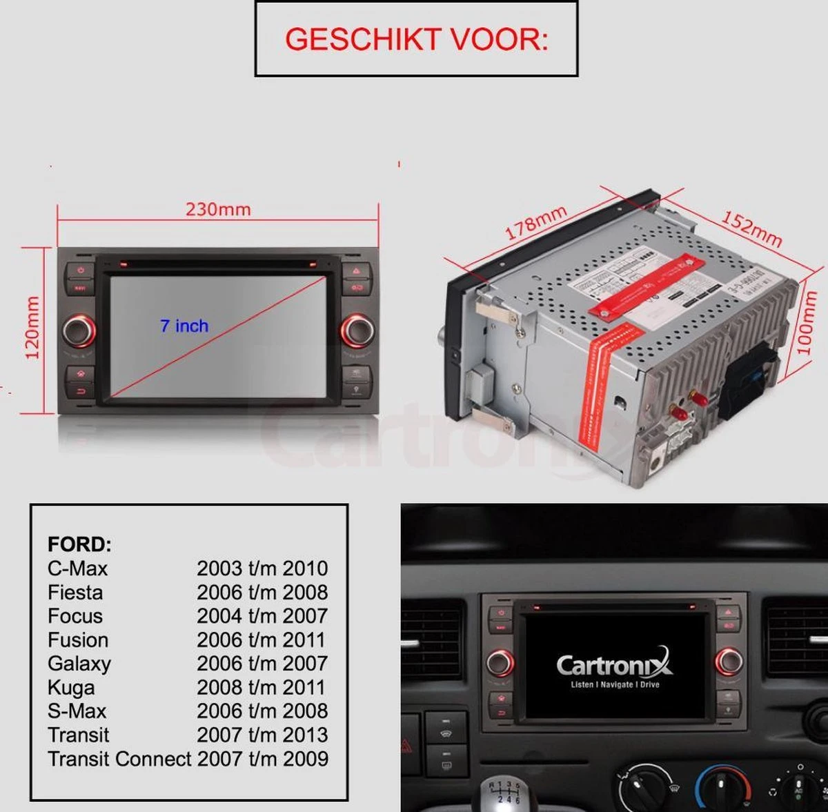 Ford Transit Autoradio Navigatie | Android 10 | Fiësta Focus Connect C-Max 6 Ford Transit Autoradio Navigatie | Android 10 | Fiësta Focus Connect C-Max - Afbeelding 4
