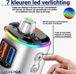 Bluetooth FM Transmitter - Muziek Streamen - Handsfree Bellen - Carkit Met LED Verlichting - Auto Accessories - Bluetooth Adapter - MP3 Speler - USB Stick - SD Kaart - Snellader Iphone/Samsung - Autoradio - Daily Logix® 23 Bluetooth FM Transmitter - Muziek Streamen - Handsfree Bellen - Carkit Met LED Verlichting - Auto Accessories - Bluetooth Adapter - MP3 Speler - USB Stick - SD Kaart - Snellader Iphone/Samsung - Autoradio - Daily Logix® -Auto-Onderdelen 1200x1178 3