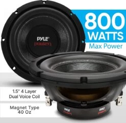 Subwood PYLE PLPW8D - 8 Inch 20 Cm 400 Watt RMS En 800 Watt Max Wood DVC Subwoofer Met Dubbele Spoel 4+4 Ohm - Geschikt Voor Auto's, Kisten En Deuren 12 Subwood PYLE PLPW8D - 8 Inch 20 Cm 400 Watt RMS En 800 Watt Max Wood DVC Subwoofer Met Dubbele Spoel 4+4 Ohm - Geschikt Voor Auto's, Kisten En Deuren -Auto-Onderdelen 1200x1178 5