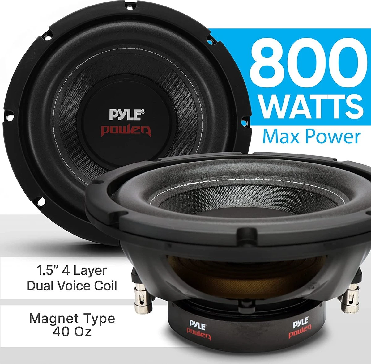 Subwood PYLE PLPW8D - 8 Inch 20 Cm 400 Watt RMS En 800 Watt Max Wood DVC Subwoofer Met Dubbele Spoel 4+4 Ohm - Geschikt Voor Auto's, Kisten En Deuren 5 Subwood PYLE PLPW8D - 8 Inch 20 Cm 400 Watt RMS En 800 Watt Max Wood DVC Subwoofer Met Dubbele Spoel 4+4 Ohm - Geschikt Voor Auto's, Kisten En Deuren - Afbeelding 3