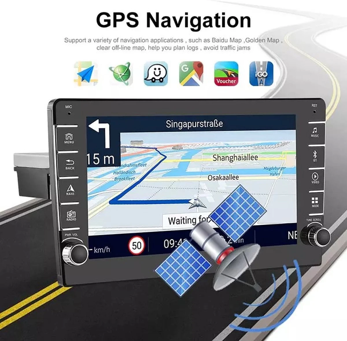 TechU™ Autoradio AT27 – 1 Din Dual Camera – 8” Touchscreen Monitor – Bluetooth & Wifi – Android 9.1 – Handsfree Bellen – FM Radio – USB – GPS Navigatie 8 TechU™ Autoradio AT27 – 1 Din Dual Camera – 8” Touchscreen Monitor – Bluetooth & Wifi – Android 9.1 – Handsfree Bellen – FM Radio – USB – GPS Navigatie - Afbeelding 6