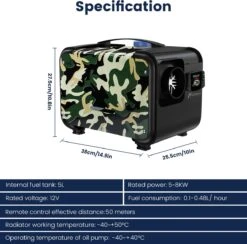 Merkloos Hcalory Standkachel - 5-8KW 12V - Luchtverwarming Vriezer Verwarming - LCD Luchtverwarmer - Voor Vrachtwagenjacht - Camouflage -Auto-Onderdelen 1200x1183 11