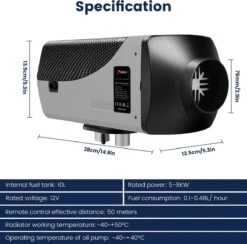 Merkloos Diesel Standkachel -12V 8KW - Auto LCD-Scherm - Diesel Luchtverwarmer - Voor Cabine Van VerschillendeAuto's/Bussen/Campers/Vrachtwagens- Grijs -Auto-Onderdelen 1200x1183 6