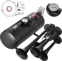 Merkloos 12V Luchthoorn - Claxon - Toeter - Hoorn - Universeel - Complete Set - Autolader Luchthoorn - Professioneel - 150DB