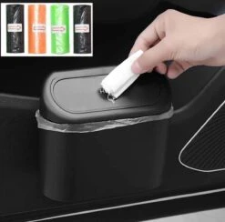 Auto Prullenbak - Inclusief Plastic Zakken - Auto Vuilnisbak - Opslag - Reisgoederen - Vuilnisbak - Auto Accessoires - Auto Deur Prullenbak - Mini Prullenbak - 1L - Zwart - 15 Zakjes