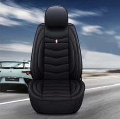 Service96 - Universele Pasvorm PU Lederen Autostoelhoes - Hoge Rugleuning Kuipstoelhoes - Autostoelbeschermer - 3D - Past Op De Meeste Auto's - Kliksysteem - 2 Stuks - Zwart -Auto-Onderdelen 1200x1192 14