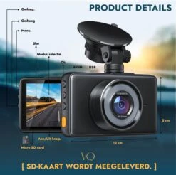 Vital Qualitys® - Dashcam Voor Auto - 1080HD & Nachtvisie - G-sensor - Parkeerbewaking - 170° Kijkhoek - Loop Recording - Inclusief 64GB Sd-kaart -Auto-Onderdelen 1200x1193