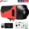 Merkloos Standkachels - Temperatuurregelaar - 8KW 12V Air Diesel Heater Standkachels - Met LCD Afstandsbediening - Voor Vrachtwagen Campers Auto Caravan -rood
