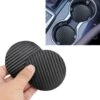 Merkloos Set Van 2 Bekerhouder Inleggers - Carbon Look - Geschikt Voor Oa. Audi, BMW, Mercedes, Skoda, Volkswagen, Kia, Volvo, Peugeot, Renault, JEEP, Mitsubishi, Opel, Honda, Toyota, Hyundai - Carbon Bekerhouders Onderzetters - Auto Accessoires