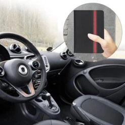 Kwmobile Hoes Voor Kentekenbewijs En Rijbewijs - Omslag Met Pasjeshouder In Rood / Zwart - Imitatieleer - Rallystrepen Design -Auto-Onderdelen 1200x1200 1098