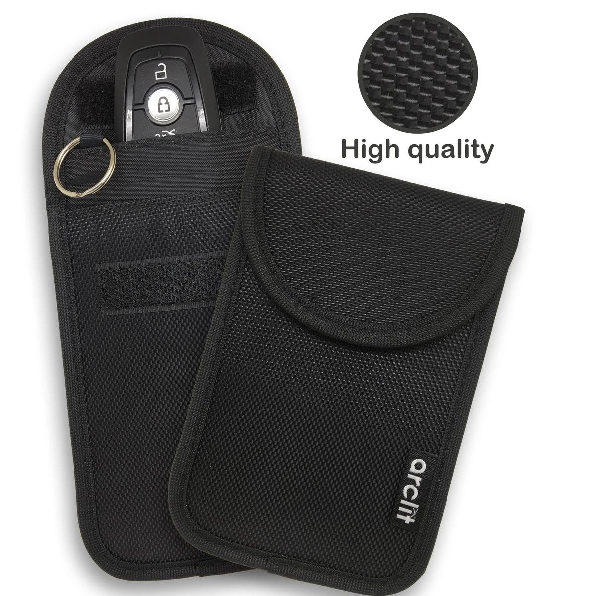 Arclit® | 2x Autosleutel RFID Anti-Diefstal Beschermhoes + 2x RFID Kaarthouders | 2Pack | Keyless Entry Beveiliging Hoesje | Signaal Blokkerende Beschermhoes | Voordeelverpakking | Maat M 5 Arclit® | 2x Autosleutel RFID Anti-Diefstal Beschermhoes + 2x RFID Kaarthouders | 2Pack | Keyless Entry Beveiliging Hoesje | Signaal Blokkerende Beschermhoes | Voordeelverpakking | Maat M - Afbeelding 3