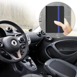 Kwmobile Hoes Voor Kentekenbewijs En Rijbewijs - Omslag Met Pasjeshouder In Blauw / Zwart - Imitatieleer - Rallystrepen Design -Auto-Onderdelen 1200x1200 1104