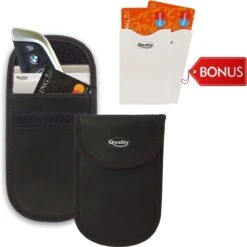 Faraday Kooi Hoesje (2 PACK) + 2x RFID Kaarthouders - Autosleutel RFID Antidiefstal - Keyless Entry Go Sleutel Etui - Qwality4u