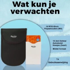 Faraday Kooi Hoesje (1x) + 1x RFID Kaarthouder - Autosleutel RFID Antidiefstal - Keyless Entry Go Sleutel Etui - Qwality4u -Auto-Onderdelen 1200x1200 1116