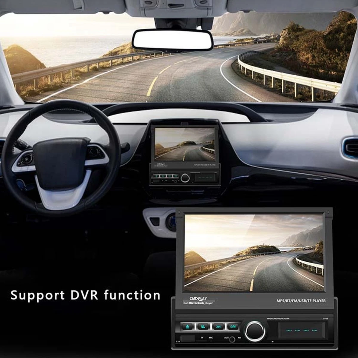 TechU™ Autoradio Met Klapscherm T96 Touchscreen – 1 Din Met Afstandsbediening – 7 Inch Kleuren Display – Bluetooth – AUX – USB – SD – FM Radio – Handsfree Bellen 8 TechU™ Autoradio Met Klapscherm T96 Touchscreen – 1 Din Met Afstandsbediening – 7 Inch Kleuren Display – Bluetooth – AUX – USB – SD – FM Radio – Handsfree Bellen - Afbeelding 6