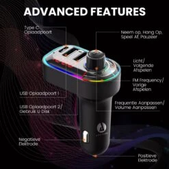Apeiron FM Transmitter - Bluetooth - Autolader - Draadloze Carkit - RGB Light - 2x Fastcharger USB Poort - USB-C Poort - Handsfree Bellen - Voor Alle Telefoons - FM Transmitter Auto - Bluetooth 5.0 -Auto-Onderdelen 1200x1200 207