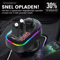 Apeiron FM Transmitter - Bluetooth - Autolader - Draadloze Carkit - RGB Light - 2x Fastcharger USB Poort - USB-C Poort - Handsfree Bellen - Voor Alle Telefoons - FM Transmitter Auto - Bluetooth 5.0 -Auto-Onderdelen 1200x1200 208