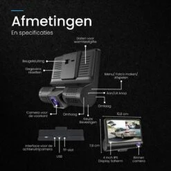 Living Needs Dashcam- Dashcam Voor Auto - Voor En Achter Camera - Full HD - Parkeerstand Met Ingebouwde G-sensor - 170° Wijdhoeklens - Nachtvisie. -Auto-Onderdelen 1200x1200 25