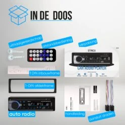 Strex Autoradio Met Bluetooth Voor Alle Auto's - USB, AUX En Handsfree - Afstandsbediening - Enkel DIN Auto Radio Met Ingebouwde Microfoon -Auto-Onderdelen 1200x1200 251