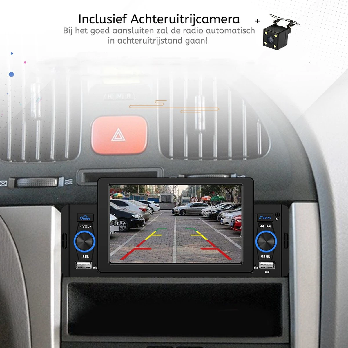 Boscer® 1Din Autoradio | 5' HD Touchscreen | Apple Carplay & Android Auto | Bluetooth, USB & MP5 | Achteruitrijcamera & Externe Microfoon 11 Boscer® 1Din Autoradio | 5' HD Touchscreen | Apple Carplay & Android Auto | Bluetooth, USB & MP5 | Achteruitrijcamera & Externe Microfoon - Afbeelding 9