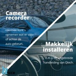 Qtech Dual Dashcam Voor Auto - Voor En Achter Camera - Spiegel - Full HD - 32GB - G Sensor - Bewegingsdetectie En Parkeerstand - Nederlandse Handleiding -Auto-Onderdelen 1200x1200 45