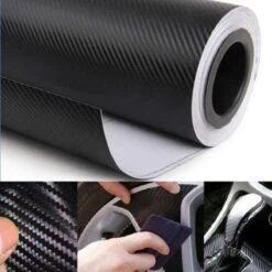 3D Carbon Car Wrap Folie - Vinyl Auto / Car Wrapping Carbonfolie- 300 X 30 Cm - Zwart