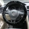Merkloos Universele Premium Zachte Korte Pluche Winter Auto Stuurhoes, Buitendiameter: Ongeveer 25-35cm (zwart)
