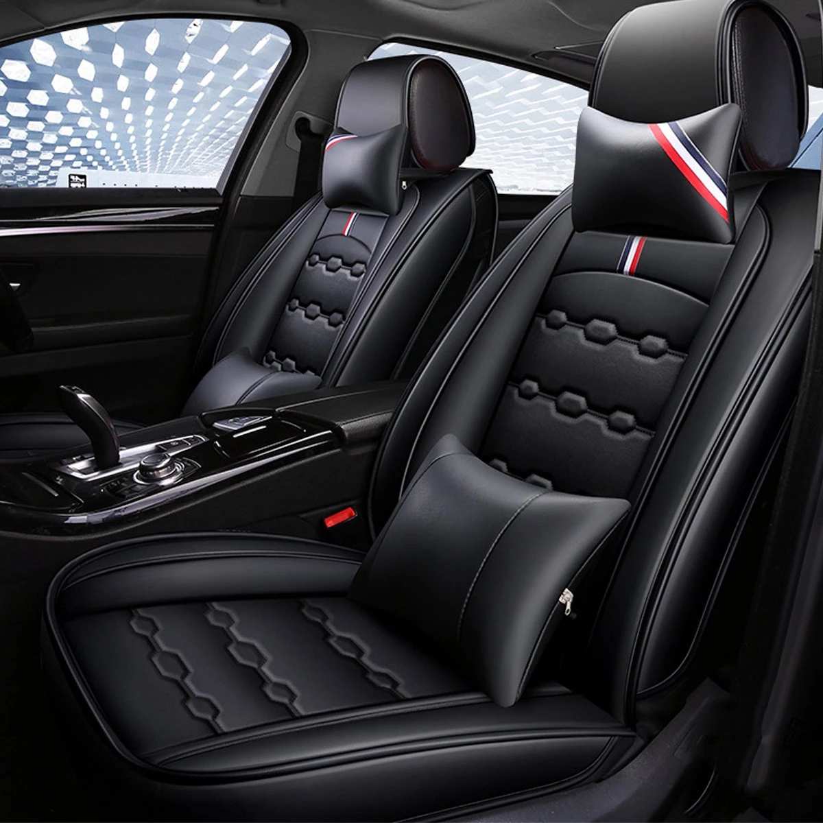 Merkloos ELUTO Leren Stoelhoes Auto - Universele Autostoelhoezen Set - Autostoel Hoes - 15 Stuks - Zwart 5 Merkloos ELUTO Leren Stoelhoes Auto - Universele Autostoelhoezen Set - Autostoel Hoes - 15 Stuks - Zwart - Afbeelding 3