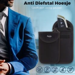 Faraday Kooi Hoesje (2 PACK) + 2X RFID Kaarthouders - Autosleutel RFID Antidiefstal - Keyless Entry Go Sleutel Etui - Qwality4u -Auto-Onderdelen 1200x1200 955