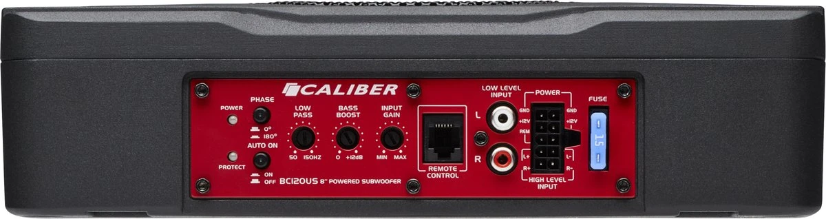 Caliber Underseat Auto Subwoofer Met Versterker 500 Watt Piekvermogen RCA 8 Inch Woofer (BC120US) 6 Caliber Underseat Auto Subwoofer Met Versterker 500 Watt Piekvermogen RCA 8 Inch Woofer (BC120US) - Afbeelding 4